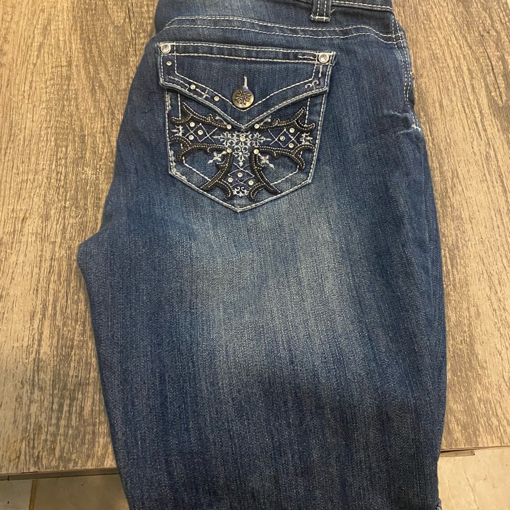 Denim jeweled shorts